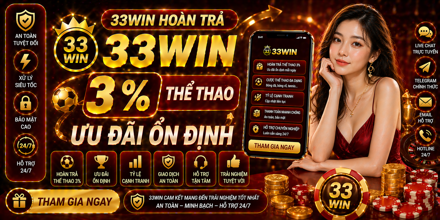 33Win hoàn trả 3% thể thao ưu đãi ổn định