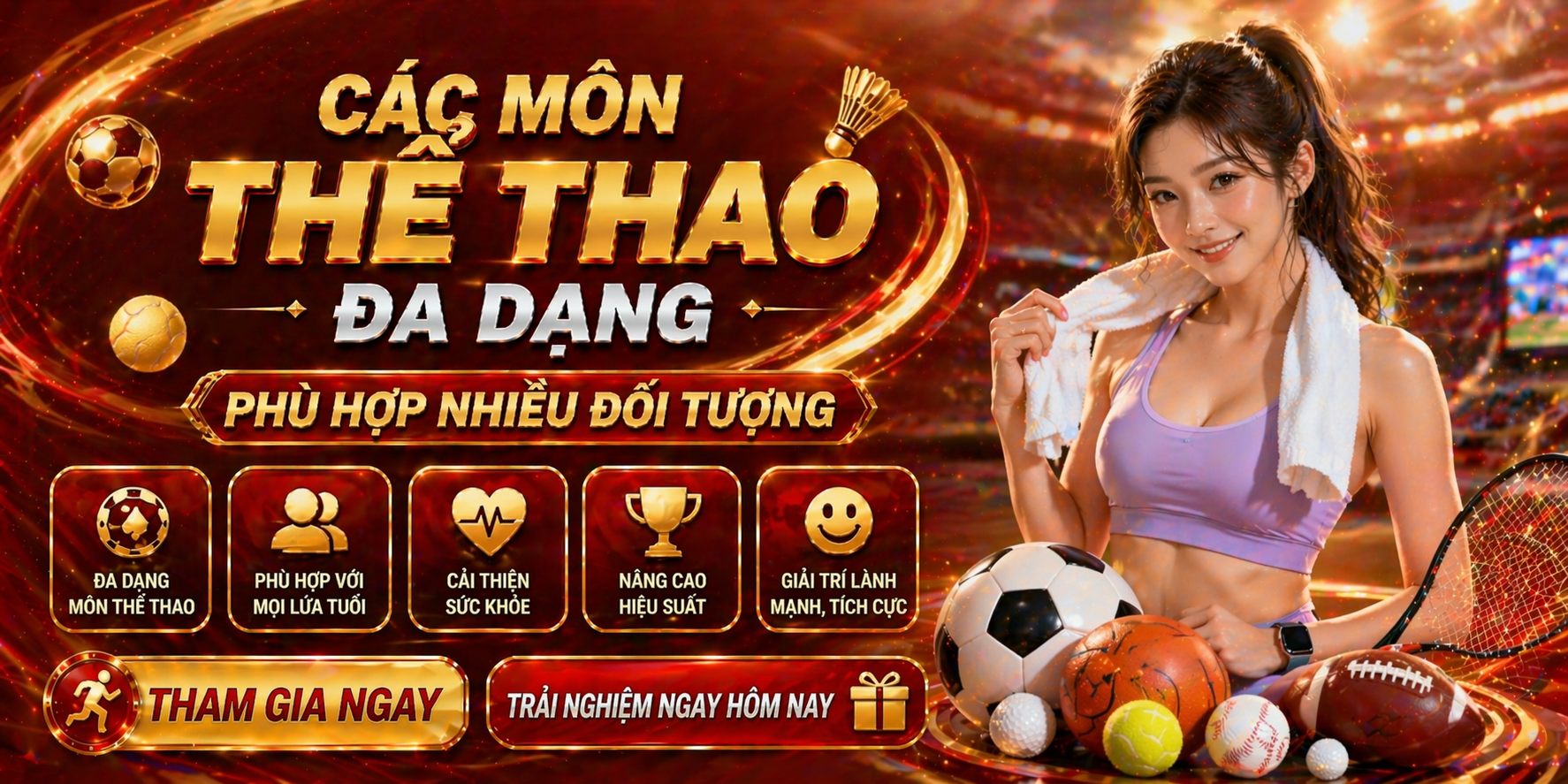 Các môn thể thao đa dạng phù hợp nhiều đối tượng