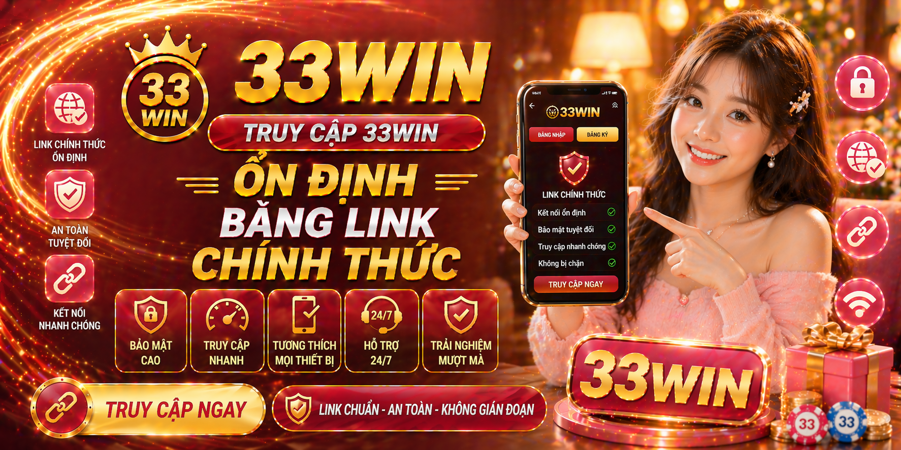 Truy cập 33Win ổn định bằng link chính thức