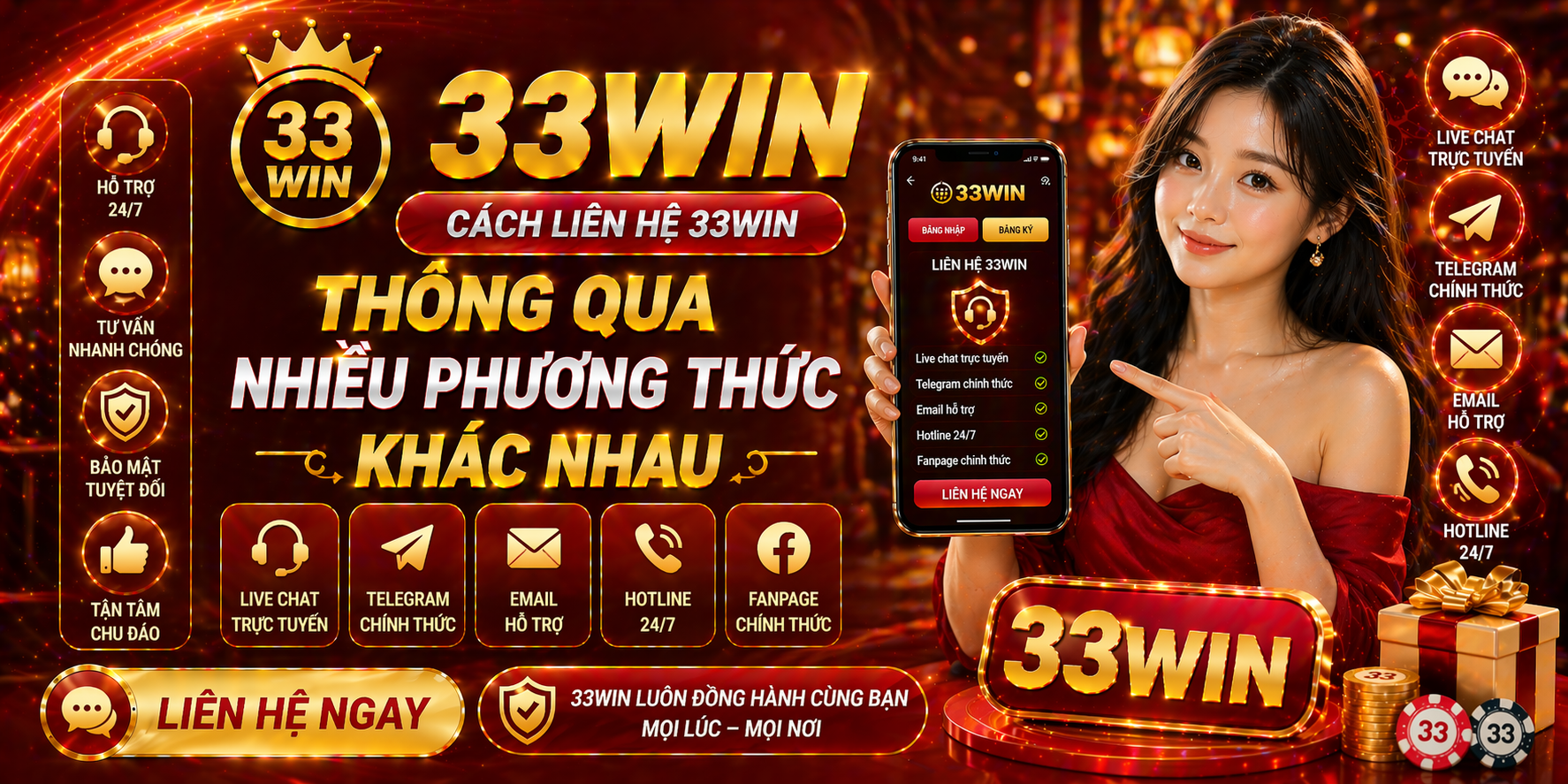 Cách liên hệ 33Win thông qua nhiều phương thức khác nhau
