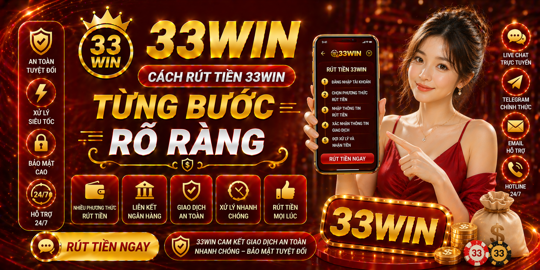 Cách rút tiền 33Win từng bước rõ ràng