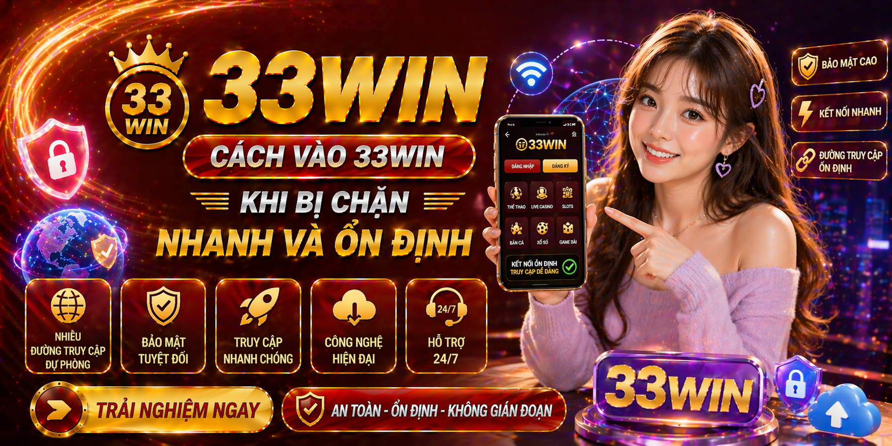 Cách vào 33Win khi bị chặn nhanh và ổn định