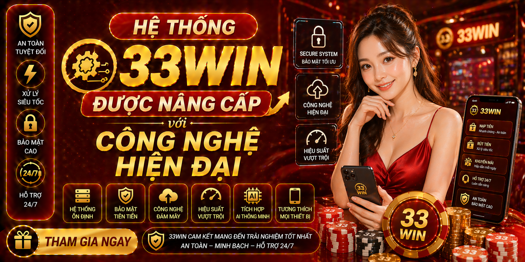 Hệ thống 33Win được nâng cấp với công nghệ hiện đại