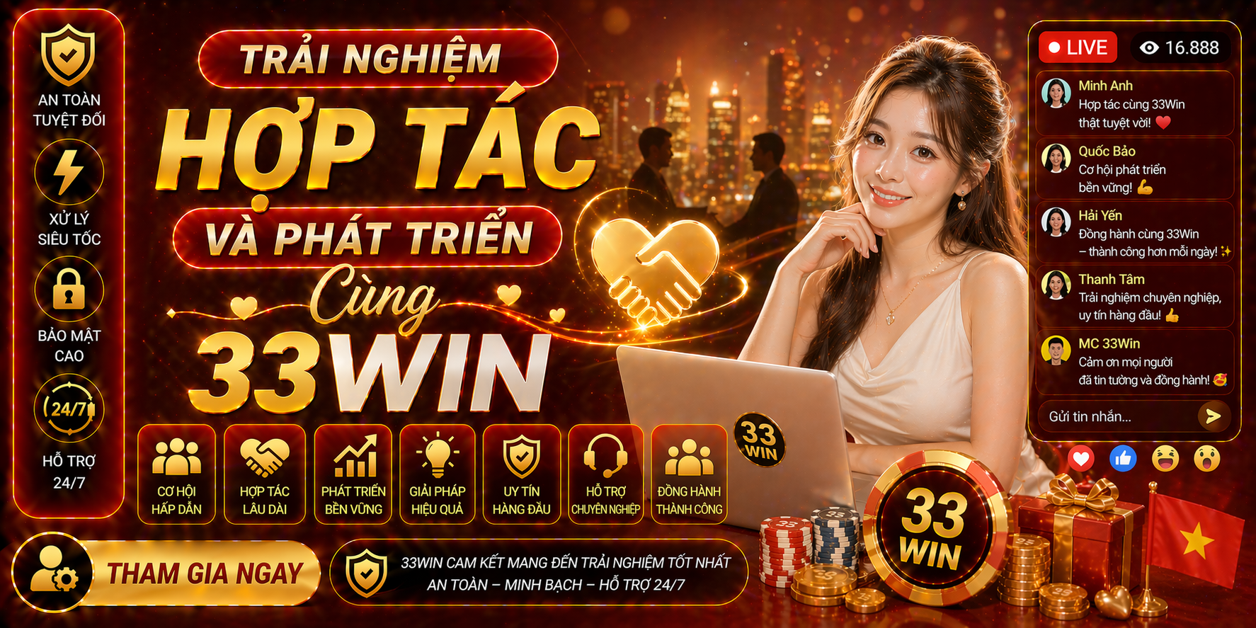 Trải nghiệm hợp tác và phát triển cùng 33Win
