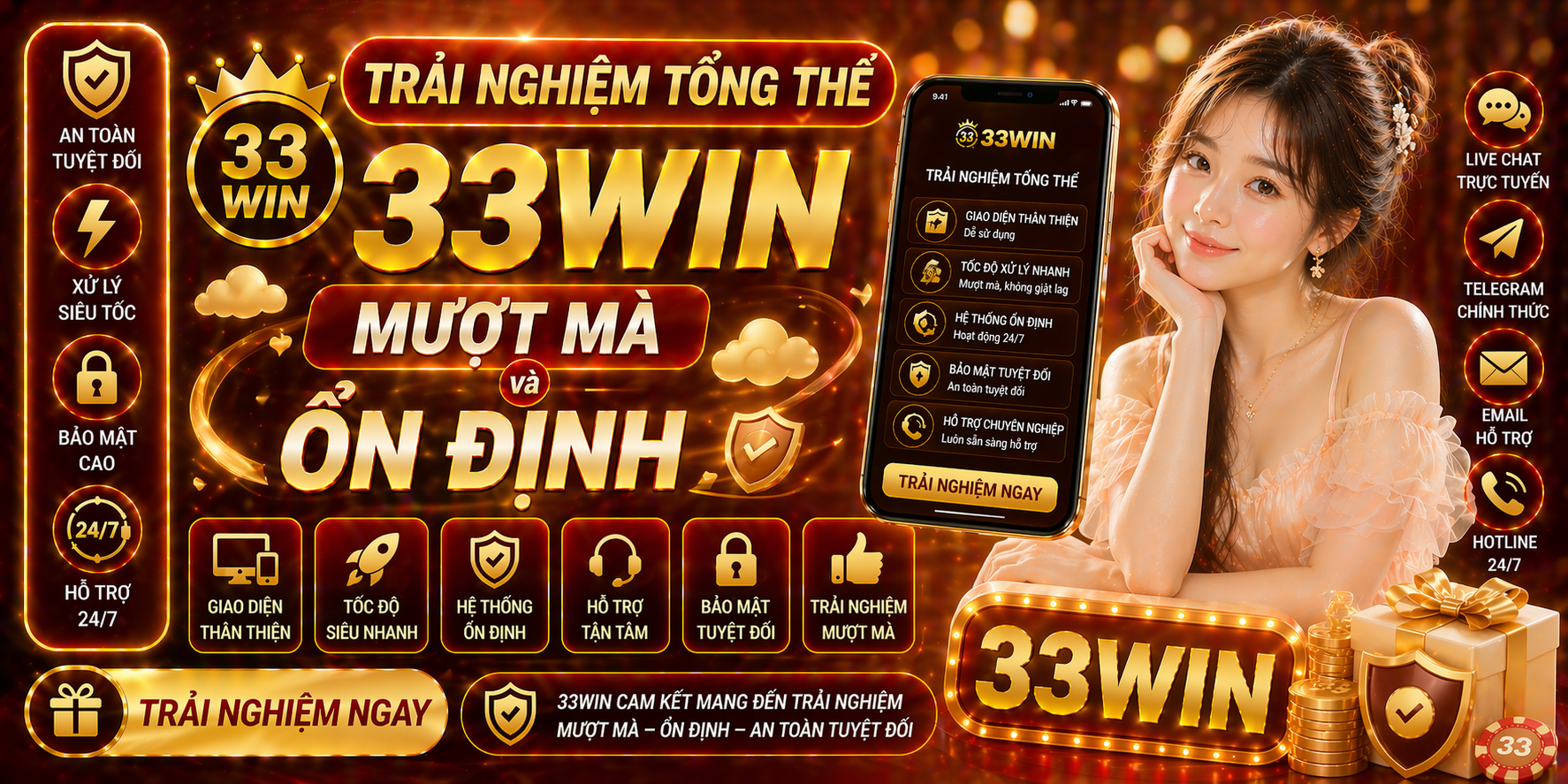 Trải nghiệm tổng thể 33Win mượt mà và ổn định