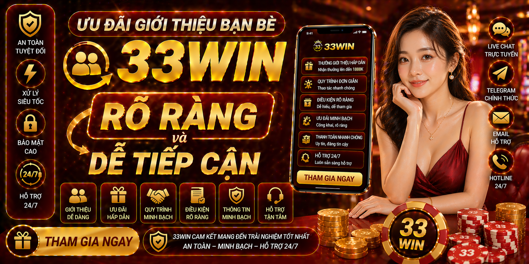 Ưu đãi giới thiệu bạn bè 33Win rõ ràng và dễ tiếp cận